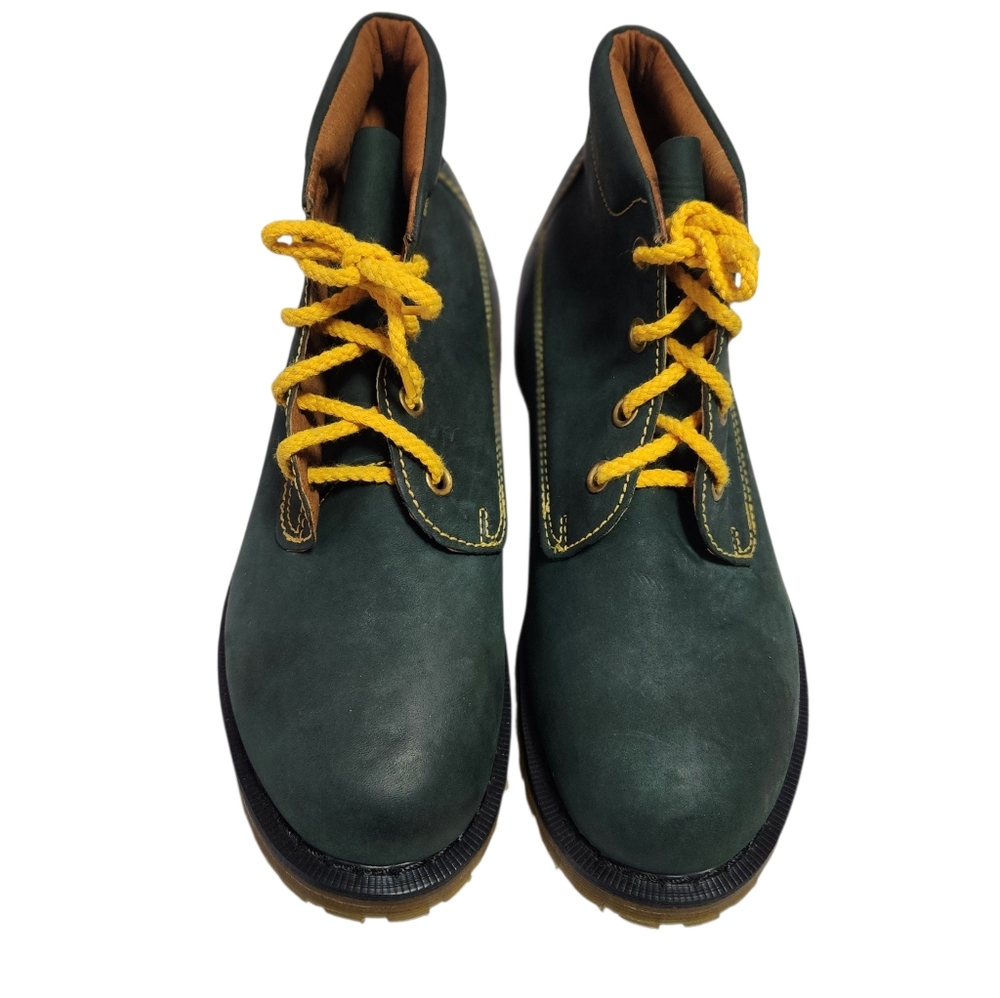 Hawkins Mens  Dark Green Boots with Yellow Accents